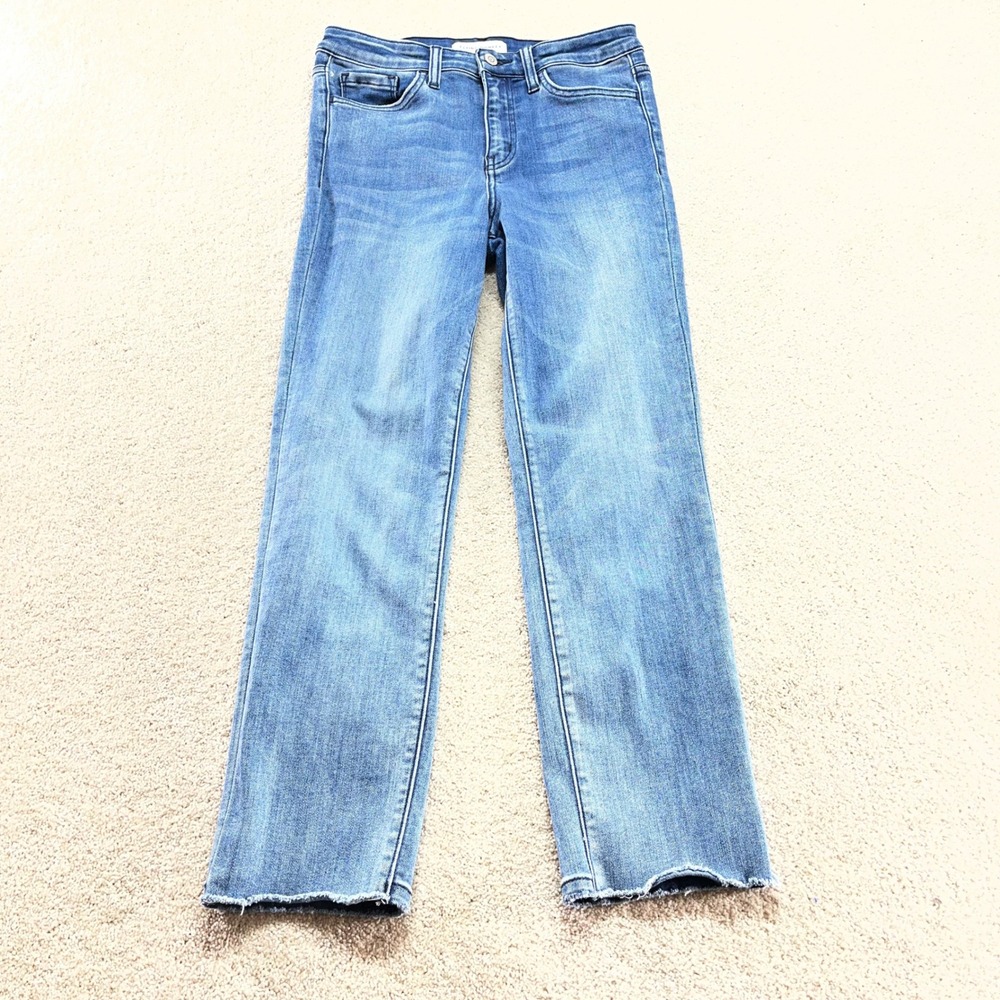 Flying Monkey Straight Leg Jeans Womens 27 Blue High Rise Raw Hem Y3103